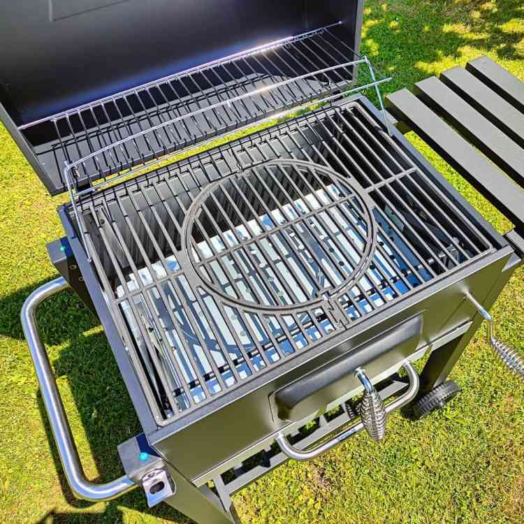 GRILL WĘGLOWY DUŻY OGRODOWY ŻELIWNY RUSZT Z POKRYWĄ TERMOMETR ŻELIWNYM